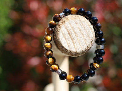 Shook Double row beaded bracelets. Two Row Stone Bracelets. Black agate combined with yellow Tiger eye. enhances creativity
