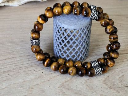 Tiger Double row beaded bracelets. Two Row Stone Bracelets. beautiful Yellow Tiger eye bracelets. Balancing yin-yang