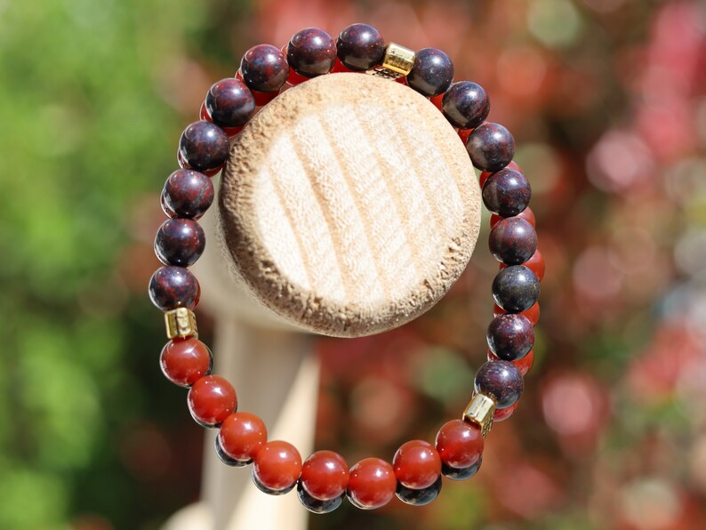 Crunk Double row beaded bracelets. Two Row Stone Bracelets. Natural Bloodstone combined with red Agate. blood flow and improve circulation