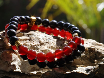 Crunk Double row beaded bracelets. Two Row Stone Bracelets. Natural Bloodstone combined with red Agate. blood flow and improve circulation