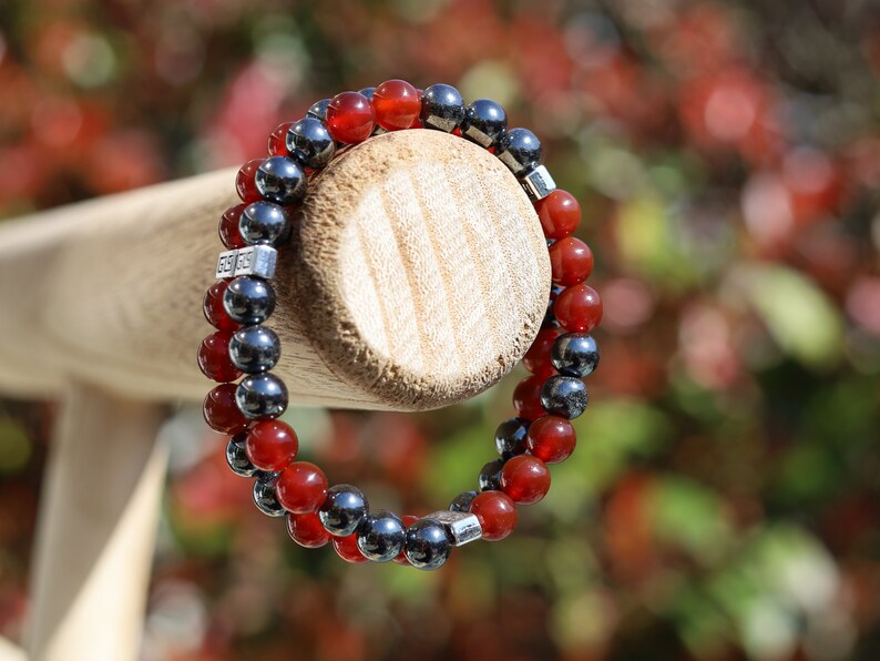 Snatched Double row beaded bracelets. Two Row Stone Bracelets. Silver Hematite with Red Agate. love will always find you.
