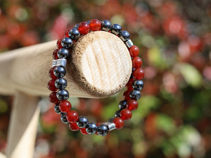 Snatched Double row beaded bracelets. Two Row Stone Bracelets. Silver Hematite with Red Agate. love will always find you.