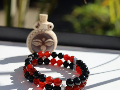 Freaky Double row beaded bracelets. Two Row Stone Bracelets. Natural Bloodstone with Red Agate. can be used to purify and detoxify the body