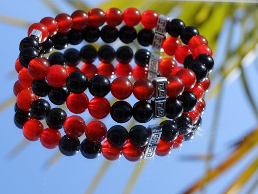 Freaky Double row beaded bracelets. Two Row Stone Bracelets. Natural Bloodstone with Red Agate. can be used to purify and detoxify the body