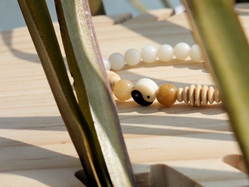 One of a kind Wajakaa bracelet! Real Rare Natural White Bodhi Root Round Beads with Candy Jade. With turned wooden beads (9 mm across)