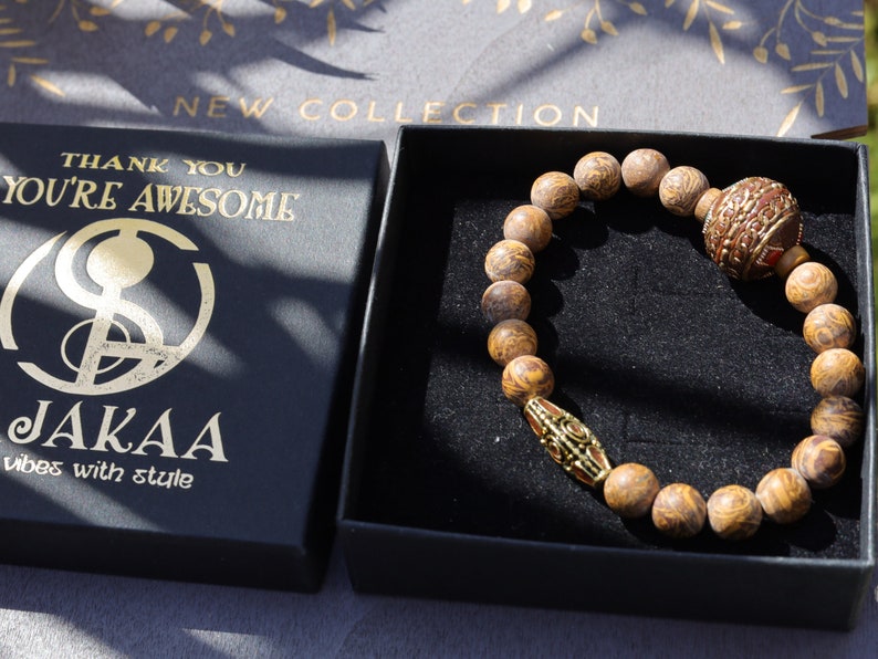 Garamī dā samāṁ Jewel Collection - Natural Elephant Skin Jasper/Miriam Stone/Calligraphy Stone Bead bracelets.