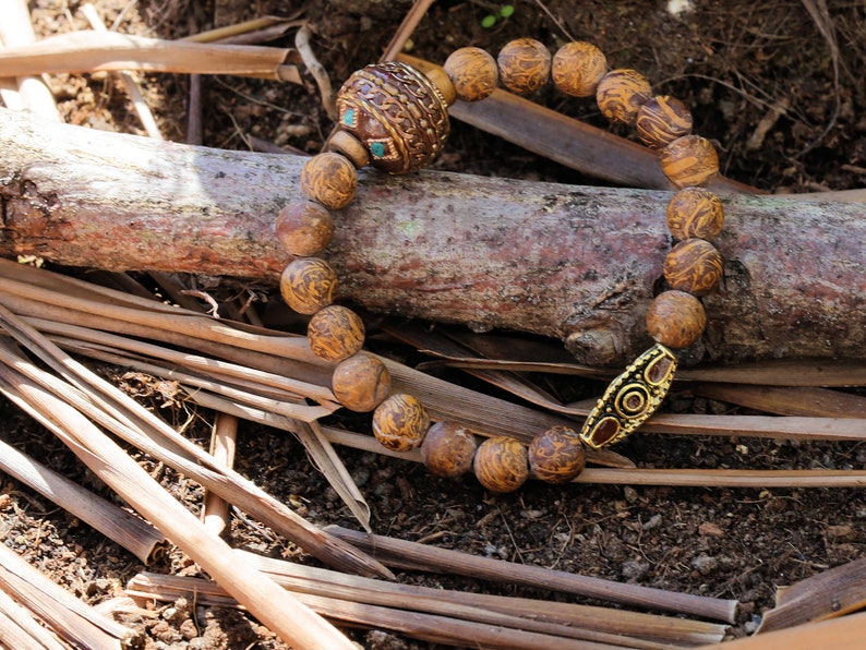 Garamī dā samāṁ Jewel Collection - Natural Elephant Skin Jasper/Miriam Stone/Calligraphy Stone Bead bracelets.