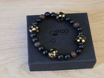 Garamī dā samāṁ Jewel Collection - Curious matte Agate combined with Filigree in Bronze (dark Antique Copper) tone.