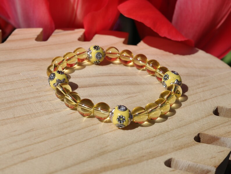 Garamī dā samāṁ Jewel Collection - Citrine stone bracelets combined with Crystal Rhinestones, Champagne Yellow.
