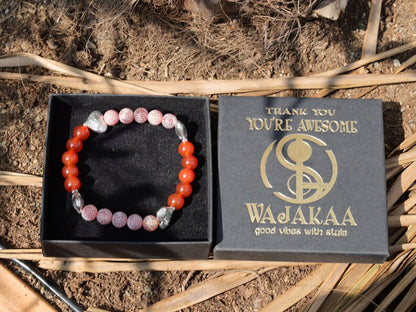 Subliminal Carnelian combined with Matte Frosted Agate Beads and beautiful Tibetan Style Carved Heart. Efficient, positive communication.