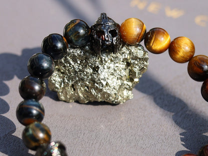 Fearless 3D Gladiator Helmet with TRI color Tiger Eye beads. Useful for recognizing one’s own needs in relation to the needs of others.