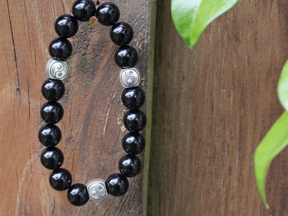 bLACKLINE SERIES Yin Yang/ Tai Chi Beads combined with Black Agate. two opposite sides come together and become whole and balanced.