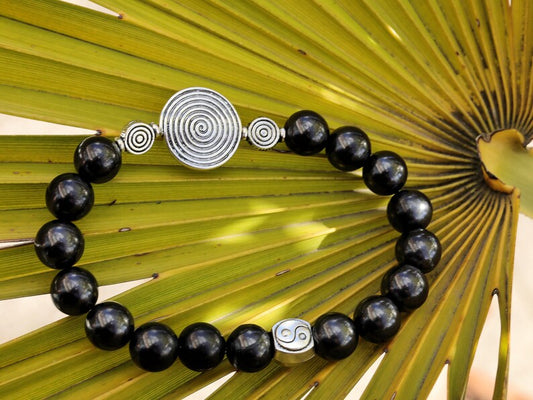 bLACKLINE SERIES Shungite bracelets combined with The Universe Spiral. Reach harmony between your body and soul.