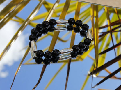 bLACKLINE SERIES Black Agate and 4x tube beads, made of high quality antique silver alloy, durable and sturdy, full of mysterious feeling