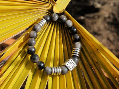 Magnificent semi Precious Stone Smooth Silver Sheen Obsidian Gemstone Beads bracelet. Combined with beautiful cube Bead.