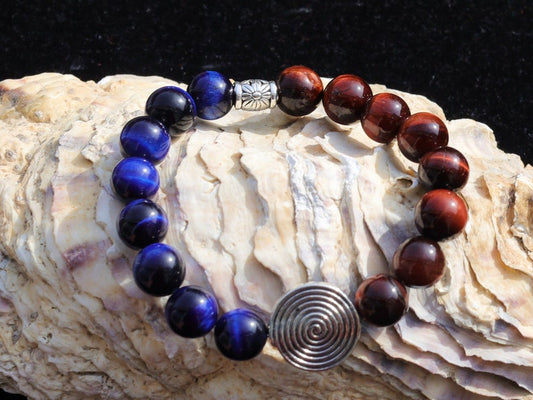 Elegant  Blue Tiger Eye with yellow tiger eye bracelet. Blue Tigers Eye is an amazing stone that will make your mind brighter.