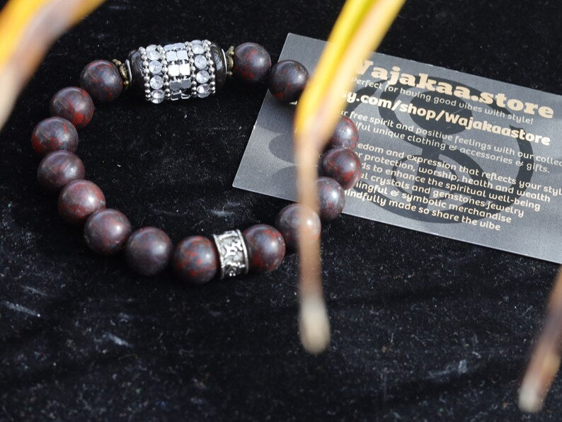 Unimaginable Natural Saffron Jasper Deep Red Mahogany Jasper, High Quality. Iron Chains, Rhinestone and Brass Findings, Column, Platinum
