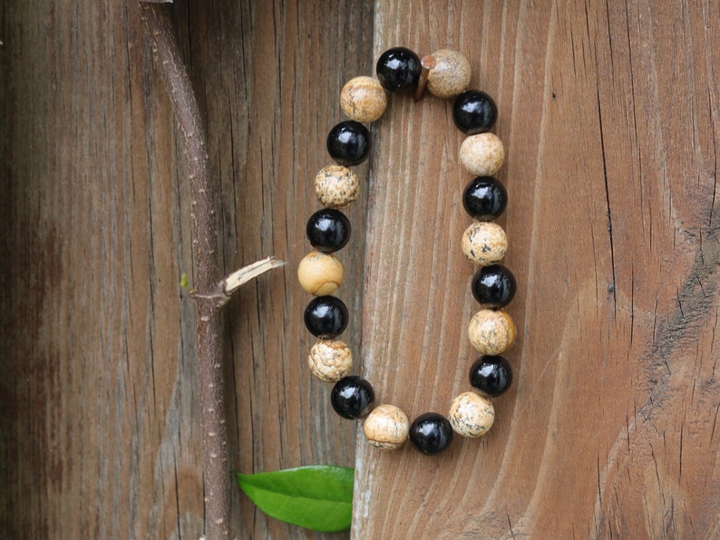 Chilly Desert Jasper and Black Agate bracelet.  Express your free spirit and positive feelings. Beautiful clothing and accessories & gifts.
