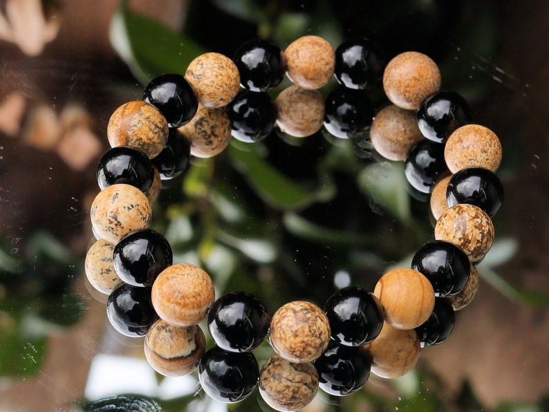 Chilly Desert Jasper and Black Agate bracelet.  Express your free spirit and positive feelings. Beautiful clothing and accessories & gifts.