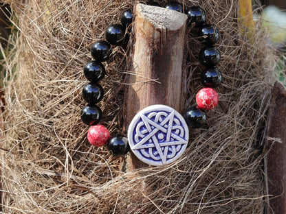 Surprising , Black Agate combines with Natural Sea Sediment Jasper Beads. a symbol of protection, pentagram represents chaos.