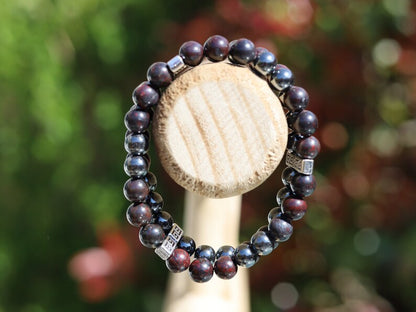 Dope Double row beaded bracelets. Two Row Stone Bracelets. Natural Bloodstone combined with Silver Hematite. most powerful gemstone to use