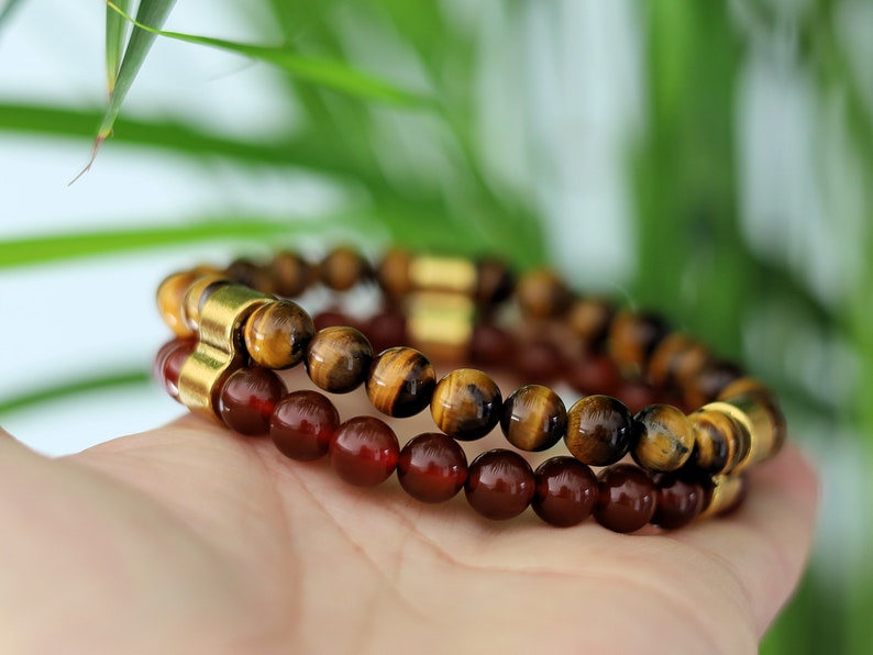 EMO Double row beaded bracelets. Two Row Stone Bracelets. Red agate combined with yellow Tiger eye. Useful for recognizing one’s own needs