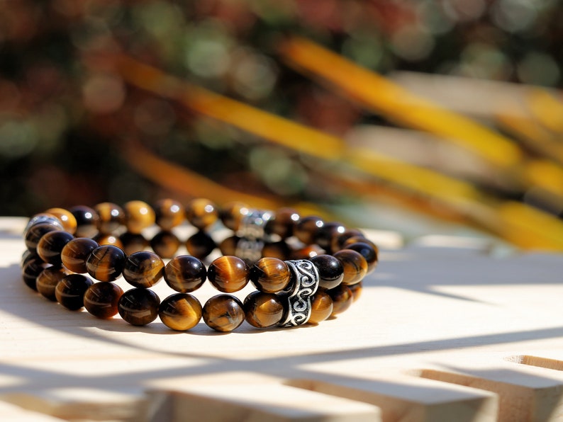 Tiger Double row beaded bracelets. Two Row Stone Bracelets. beautiful Yellow Tiger eye bracelets. Balancing yin-yang