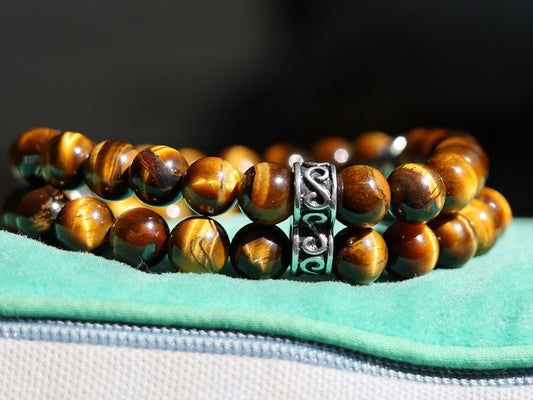 Tiger Double row beaded bracelets. Two Row Stone Bracelets. beautiful Yellow Tiger eye bracelets. Balancing yin-yang