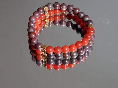 Crunk Double row beaded bracelets. Two Row Stone Bracelets. Natural Bloodstone combined with red Agate. blood flow and improve circulation