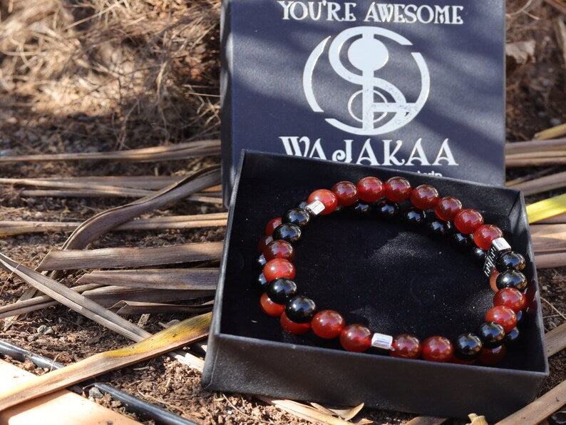 Freaky Double row beaded bracelets. Two Row Stone Bracelets. Natural Bloodstone with Red Agate. can be used to purify and detoxify the body