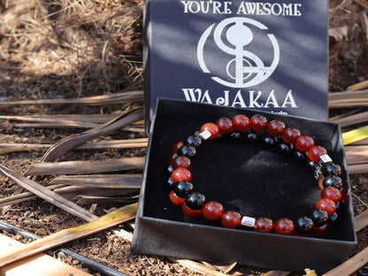 Freaky Double row beaded bracelets. Two Row Stone Bracelets. Natural Bloodstone with Red Agate. can be used to purify and detoxify the body