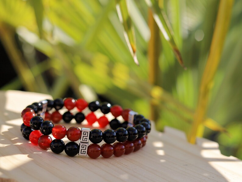 Freaky Double row beaded bracelets. Two Row Stone Bracelets. Natural Bloodstone with Red Agate. can be used to purify and detoxify the body