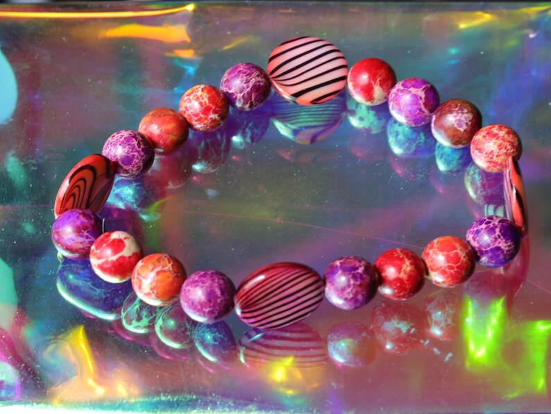 Summer of Love Jewel Collection - 10 mm Red Sea Sediment Jasper Beads Regalite Round Imperial Stone bracelet. Exclusive Design Principles.