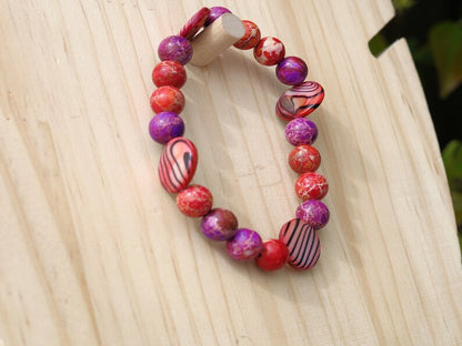 Summer of Love Jewel Collection - 10 mm Red Sea Sediment Jasper Beads Regalite Round Imperial Stone bracelet. Exclusive Design Principles.