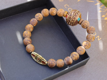 Garamī dā samāṁ Jewel Collection - Natural Elephant Skin Jasper/Miriam Stone/Calligraphy Stone Bead bracelets.