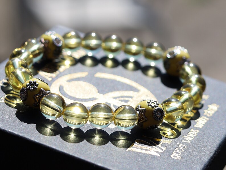 Garamī dā samāṁ Jewel Collection - Citrine stone bracelets combined with Crystal Rhinestones, Champagne Yellow.