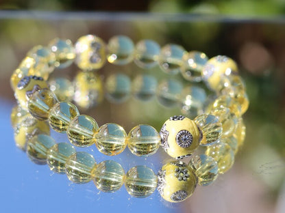 Garamī dā samāṁ Jewel Collection - Citrine stone bracelets combined with Crystal Rhinestones, Champagne Yellow.