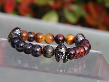 Fearless 3D Gladiator Helmet with TRI color Tiger Eye beads. Useful for recognizing one’s own needs in relation to the needs of others.
