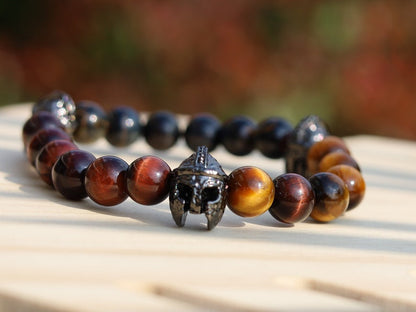 Fearless 3D Gladiator Helmet with TRI color Tiger Eye beads. Useful for recognizing one’s own needs in relation to the needs of others.