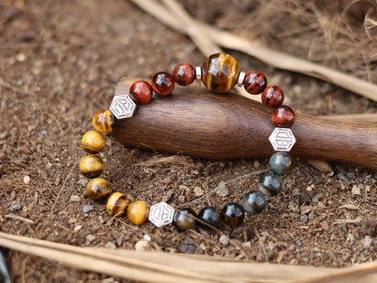 Wonderful TRI color Tiger eye bracelet with hexagon. Is found throughout nature, religions insist it is a symbol of harmony and balance