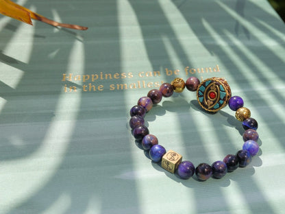 Decorative Galaxy Tiger Eye Gemstone Grd AA with Handmade Indonesia Bead combined with Wajakaa © Logo bead. powerful and pure.