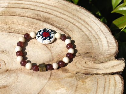 Engaging Strawberry Quartz and White Jasper with Wajakaa © Logo bead. bringing us peace in times of depression or loss