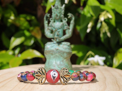 Unexpected Multicolor Clinquant Cloisonne Beads bracelet combined with Metal beads lotus and Wajakaa © Logo bead.