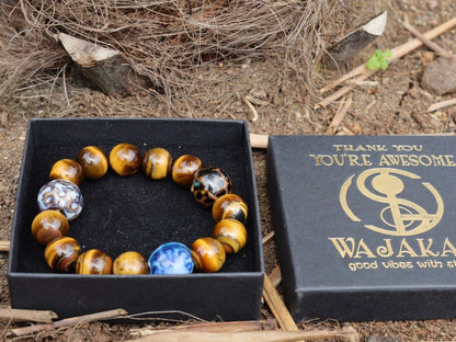 Summer of Love Jewel Collection - 12 mm beaded yellow Tiger eye bracelet with 3x Graphic Beads. Truly inspiring.