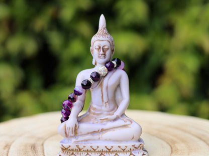 Graceful Purple Agate bracelet with Handmade Indonesia Bead combined with Wajakaa © Logo bead. Enhance yin and yang harmony.