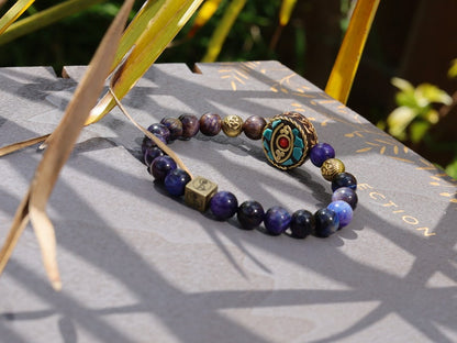 Decorative Galaxy Tiger Eye Gemstone Grd AA with Handmade Indonesia Bead combined with Wajakaa © Logo bead. powerful and pure.