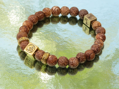 Magnificent Agate Pearl Natural Dragon Vein. Smooth Semi-Precious Stone Bead, AA+ Quality with Wajakaa © Logo bead.