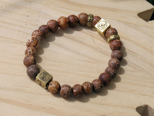 Magnificent Agate Pearl Natural Dragon Vein. Smooth Semi-Precious Stone Bead, AA+ Quality with Wajakaa © Logo bead.