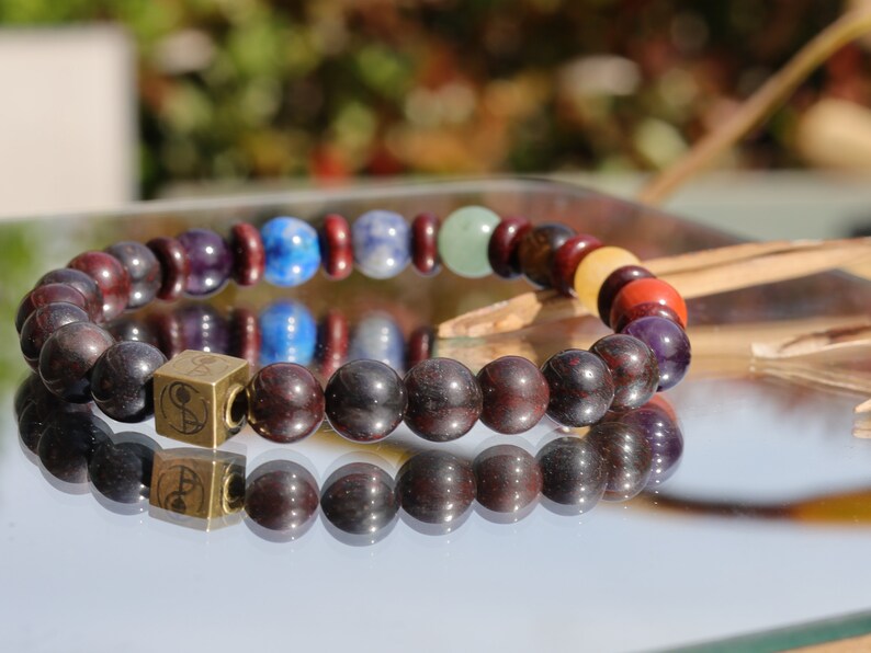 Effectual Chakra Blood stone. 7 types of gemstones.Amethyst, Lapis Lazuli, Blue Spot Jasper, Aventurine, Tiger Eye, Butter Jade, Rose Jasper