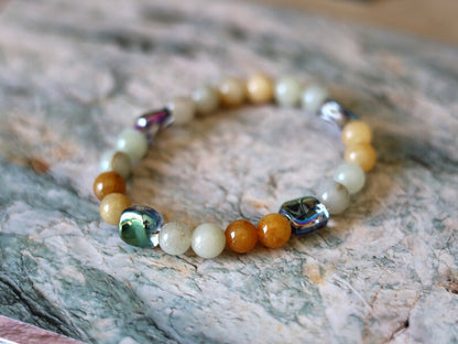Attracting combination bracelet with Blue Natural Old Topaz Jade and green Myanmar Jade/Burmese Jade.  re-motivates and aligns the meridians